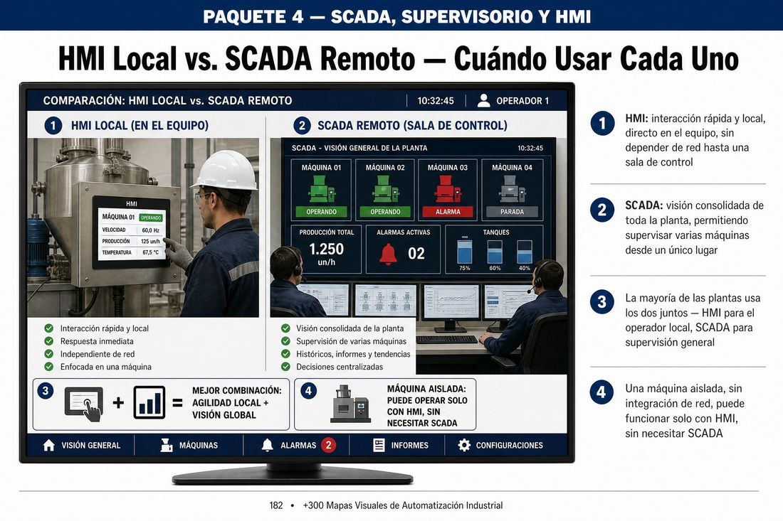 Mapa visual: HMI local o SCADA remoto