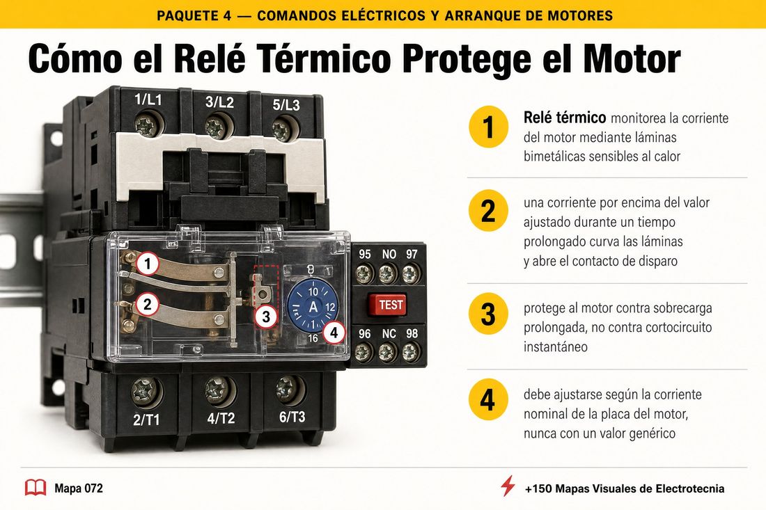 Mapa visual: Cómo protege el relé térmico