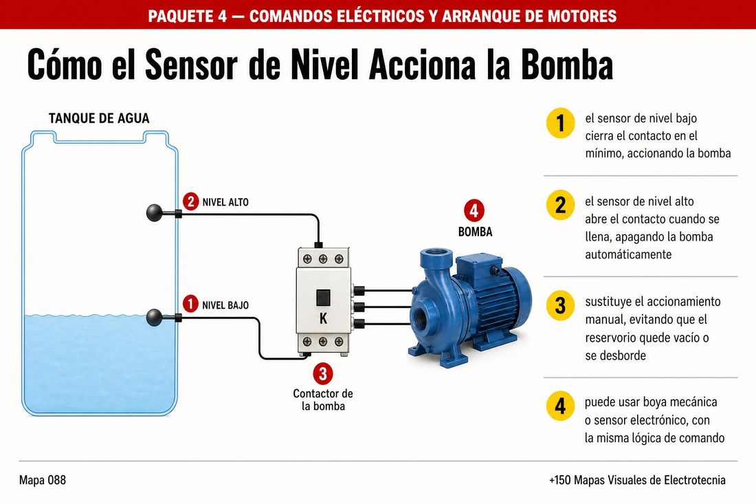 Mapa visual: El sensor de nivel acciona la bomba