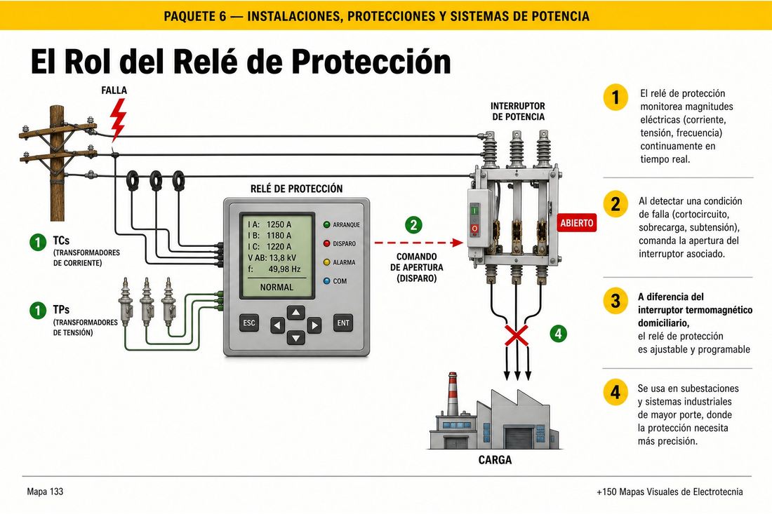 Mapa visual: El rol del relé de protección